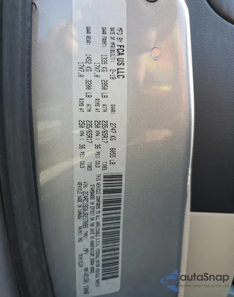 2018 Chrysler Pacifica Touring L from USA, damaged, VIN 2C4RC1BGXJR217089